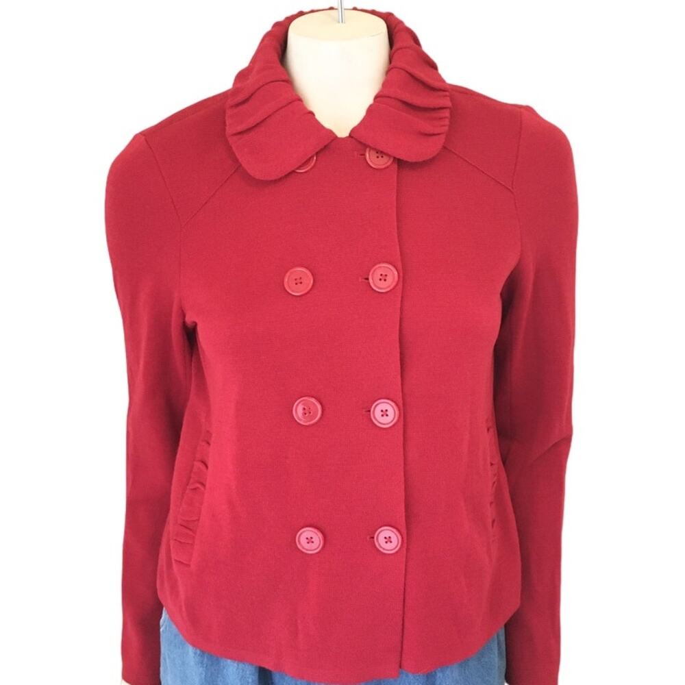 COLDWATER CREEK Double Breasted Jackie O Style Wool Blend Red Sweater SZ S
